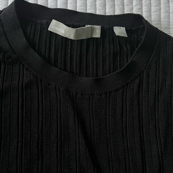Vince Black Ribbed Viscose Long Sleeve Top - Picture 3 of 4